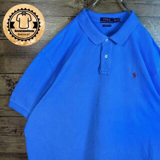 ポロラルフローレン(POLO RALPH LAUREN)の6327 古着　ポロラルフローレン　ポロシャツ　半袖　刺繍ロゴ　2XL ブルー(ポロシャツ)