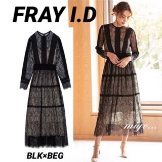 フレイアイディー(FRAY I.D)の[新品] FRAY I.D/ピンタックシフォンレースワンピース(ロングワンピース/マキシワンピース)