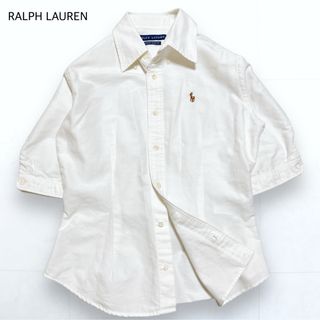 Ralph Lauren - ラルフローレン オックスフォード シャツ パフスリーブ 五分袖 ポニー刺繍 白