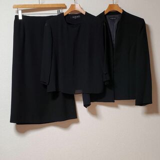 ソワール(SOIR)の東京ソワール　ブラック　フォーマル　ジャケット　スカート　スーツ　3点セット(礼服/喪服)