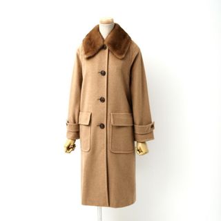 マックスマーラ(Max Mara)の■美品■MaxMara マックスマーラ 総キャメル コート ロングコート アウター サイズ36 キャメルヘアー 最高級ライン 白タグ ミンク襟 イタリア製  ブランド古着【中古】20221004/GL8668(その他)