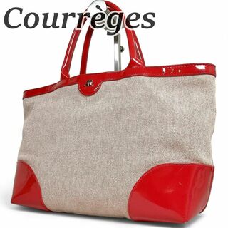 Courreges - クレージュ トートバッグ ハンドバッグ A4収納可 エナメル 赤 レッド 大容量