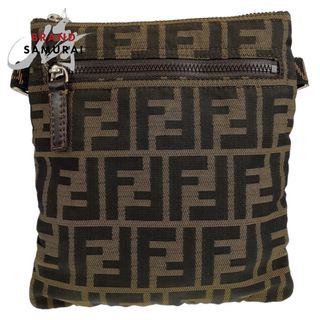 FENDI - 美品 FENDI フェンディ ズッカ ブラウン 茶 シルバー金具 キャンバス 26715 ショルダーバッグ 斜め掛け レディース 405874 【中古】