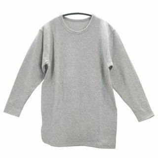 SI1560◇新品 メンズ キルティングシャツ 8分袖丈 丸襟 Sサイズ グレー(Tシャツ/カットソー(七分/長袖))