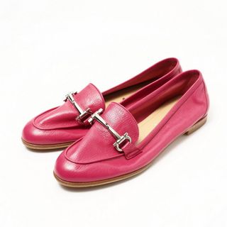 ■美品■Salvatore Ferragamo サルヴァトーレ フェラガモ ガンチーニ ビット ローファー フラットシューズ パンプス 靴 サイズ6.5M（22.5～23.0cm相当）ピンク イタリア製 ブランド古着【中古】20221031/GL9884(ハイヒール/パンプス)