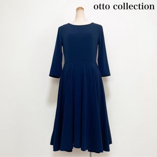 Otto オットー ジャージーワンピース ネイビー ストレッチ 上品 美スタイル(ひざ丈ワンピース)