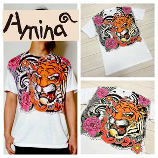 チャイハネ(チャイハネ)の新品同様■チャイハネ amina■刺青 虎柄  ビッグ タイガー Tシャツ F(Tシャツ/カットソー(半袖/袖なし))