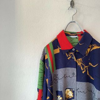 総柄シャツ 古着 シャツ 長袖 デザイン(シャツ/ブラウス(長袖/七分))