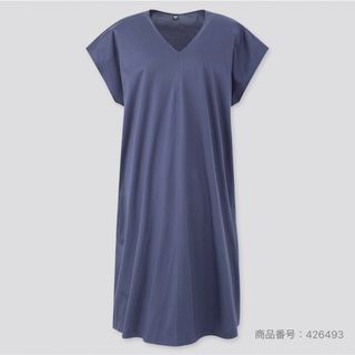 ユニクロ(UNIQLO)の◆Mサイズ◆UNIQLO 半袖 マーセライズコットンコクーンワンピース(ひざ丈ワンピース)