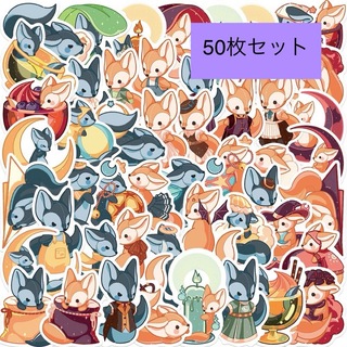 狐 キツネ シール おしゃれ キャラクター 可愛い アニメ 手帳 ステッカー
