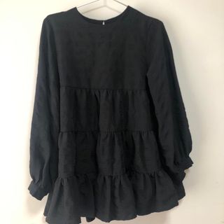 ザラ(ZARA)のブラック　ミニワンピース　チュニック(ミニワンピース)