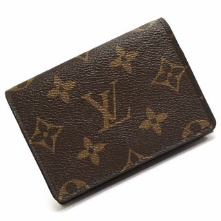 ルイヴィトン(LOUIS VUITTON)のルイ ヴィトン アンヴェロップ カルト ドゥ ヴィジット カードケース パスケース 名刺入れ 定期入れ モノグラム ブラウン 茶 ゴールド金具 M63801 箱付 LOUIS VUITTON（美品）(名刺入れ/定期入れ)