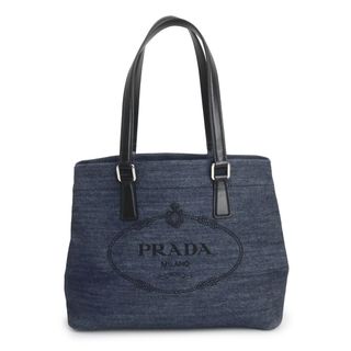 プラダ(PRADA)のプラダ トートバッグ DENIM VITELLO デニム ヴィテッロ レザー ブルー ネロ ブラック 紺 黒 シルバー金具 1BG356 PRADA（新品・未使用品）(トートバッグ)