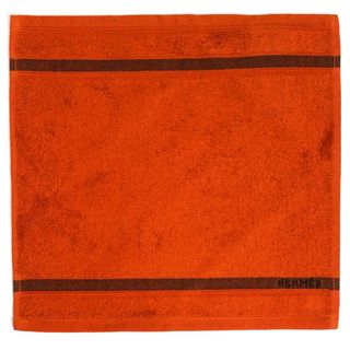 エルメス(Hermes)のエルメス カレタオル シェブロン ハンカチ コットン100％ オレンジ 箱付 HERMES（新品・未使用品）(ハンカチ)