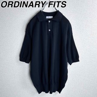 オーディナリーフィッツ(ORDINARY FITS)のオーディナリーフィッツ　半袖　ポロシャツ　サマーニット　ブラック　黒(ポロシャツ)