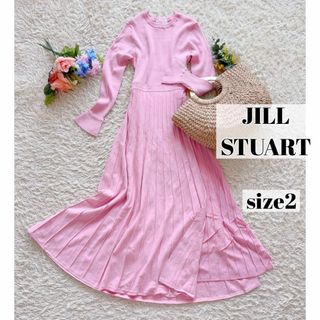 ジルスチュアート(JILLSTUART)の【美品】ジルスチュアート 2 クラークニットワンピース M ピンク さくら色(ロングワンピース/マキシワンピース)