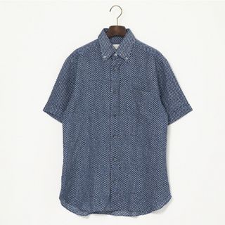 ブリオーニ(Brioni)の■美品■Brioni ブリオーニ リネン 半袖 ボタンダウンシャツ BDシャツ メンズ サイズ2 ネイビー イタリア製 ブランド古着【中古】20230502/GM2007(シャツ)