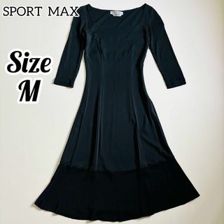 SPORTMAX（MAX MARA） - 【美品】スポーツマックス ワンピース ブラック ストレッチ スクエアネック