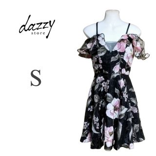 デイジーストア(dazzy store)の花柄×オーガンジーレース オフショル フレア ミニドレス キャバドレス(ミニドレス)