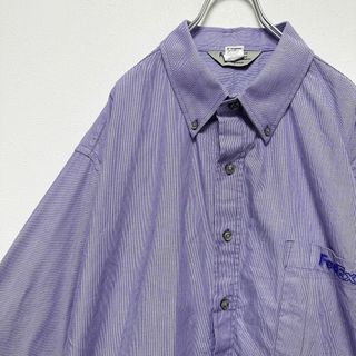 古着　メンズ　FedEx 企業　刺繍ロゴ　長袖シャツ　オーバーサイズ(シャツ)