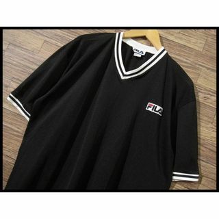 G② XL USA製 FILA フィラ メッシュ ロゴ Vネック ゲーム シャツ