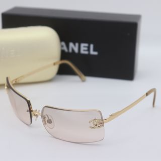 シャネル(CHANEL)のIT5KK83CQON4 美品 CHANEL シャネル ココマーク ラインストーン 4104-B c125/8Z 62□15 120 サングラス ゴールド レディース(サングラス/メガネ)