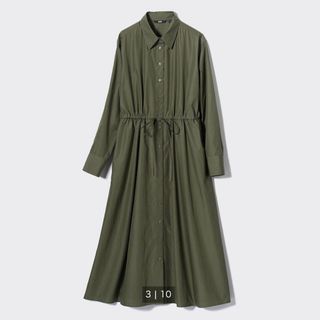 ユニクロ(UNIQLO)のコットンロングシャツワンピース　新品　タグ付(その他)