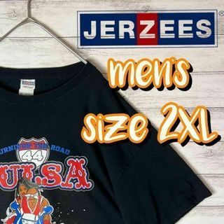 【US古着　送料無料】ジャージーズ　バイク　デザインTシャツ サイズ2XL(Tシャツ/カットソー(半袖/袖なし))