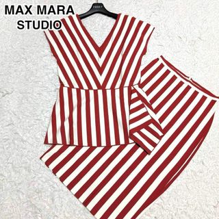 マックスマーラ(Max Mara)のマックスマーラ セットアップ ストライプ ノースリーブ 赤(セット/コーデ)