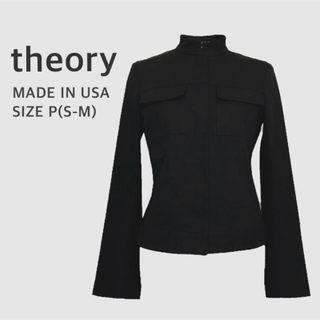 theory - theory セオリー ブラック 黒 バンドカラー 長袖 シャツ