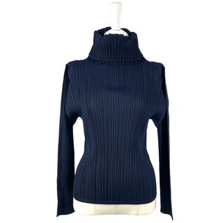 PLEATS PLEASE カットソー イッセイミヤケ プリーツ加工 デザイン ハイネック 長袖 サイズ3 PP01-JK545 ポリエステル(カットソー(長袖/七分))