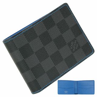 ルイヴィトン(LOUIS VUITTON)のルイヴィトン 二つ折り 財布 メンズ ウォレット ポルトフォイユ スレンダー ダミエ グラフィット ブラック グレー ブルー 新品 h-g965(折り財布)