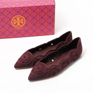 トリーバーチ(Tory Burch)の■未使用品■TORY BURCH トリーバーチ LEYLA フローラル カットレーザー スエード フラットシューズ パンプス 靴 サイズ8.5M（24.5cm相当）ボルドー 20230109/GM5463(ハイヒール/パンプス)