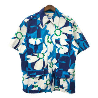 70年代 Waltah Clarke's ハワイアンシャツ アロハ ライトブルー (メンズ XL) 中古 古着 Q8424(シャツ)