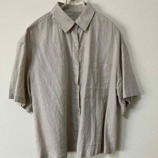 ジーユー(GU)のGU リネンブレンド オーバーサイズシャツ S(シャツ/ブラウス(半袖/袖なし))