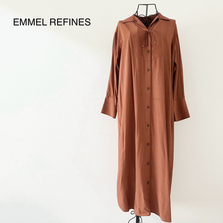 EMMEL REFINES - 【EMMEL REFINES】ロングシャツワンピース　長袖　襟元紐リボン　羽織り