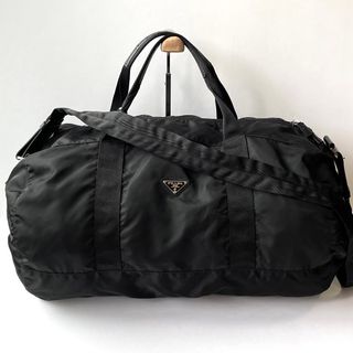 PRADA - 【美品〜良品】プラダ　ボストンバッグ　ナイロン×レザー　ストラップ付　黒