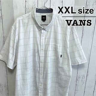 VANS - VANS　半袖シャツ　ドレスシャツ　XXL　チェック柄　ホワイト　白　USA古着