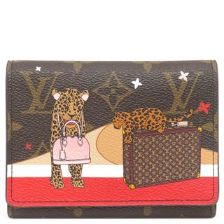 ルイヴィトン(LOUIS VUITTON)のルイヴィトン LOUIS VUITTON 三つ折り財布 ポルトフォイユ ヴィクトリーヌ モノグラムキャンバス コクリコ ゴールド金具 茶 ヒョウ柄 レオパード  M63326 NZ4158【中古】(財布)