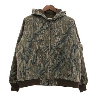 90年代 USA製 MOSSY OAK リアルツリーカモ パーカー ジャケット アウトドア ブラウン (メンズ LARGE) 中古 古着 Q8433(その他)