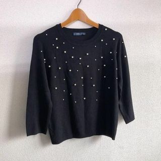 ザラ(ZARA)のZARA♡完売♡パール付きニット♡ブラックM♡美品♡ザラ♡(ニット/セーター)