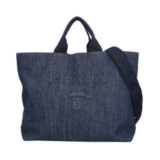 プラダ(PRADA)のプラダ 三角ロゴ トートバッグ デニム 2VG0812DXUF008 ブルー ユニセックス PRADA  中古(トートバッグ)