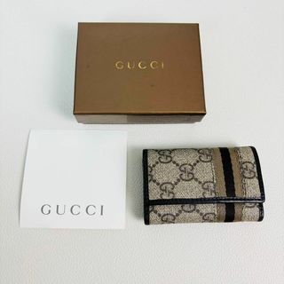 グッチ(Gucci)のGucci グッチ キーケース キャンバス レザー ベージュ ダークブラウン(キーケース)