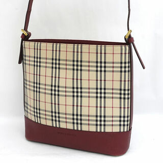 バーバリー(BURBERRY)のBURBERRY / バーバリー ◆ショルダーバッグ/キャンバス/ノバチェック×レッド 【バッグ/バック/BAG/鞄/カバン】 レディースファッション【中古】 [0220490714](ショルダーバッグ)