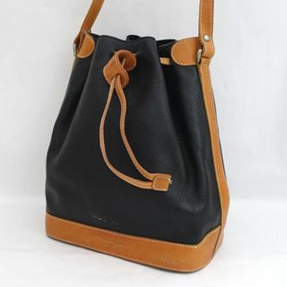 クレージュ(Courreges)のcourreges / クレージュ ◆ショルダーバッグ/巾着/レザー/ブラック×ブラウン 【バッグ/バック/BAG/鞄/カバン】 レディースファッション【中古】 [0220490716](ショルダーバッグ)