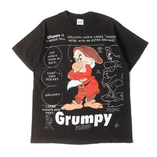 Disney ディズニー Tシャツ サイズ:詳細参照(XL位) 90s Snow White 白雪姫 七人の小人 グランピー クルーネック 半袖Tシャツ USA製 ブラック 黒 トップス カットソー ヴィンテージ 古着【メンズ】【中古】