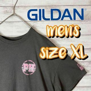 【US古着　送料無料】ギルダン　両面プリントTシャツ　サイズXL ピンク(シャツ)