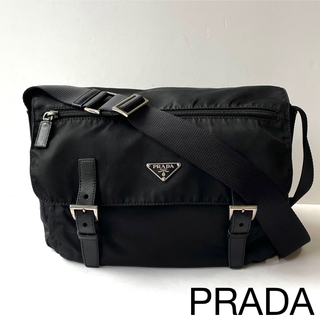PRADA - 【良品】PRADA プラダ　ショルダーバッグ　ナイロン×レザー　ダブルベルト　黒