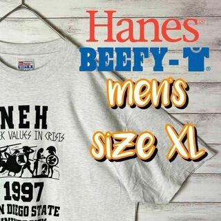 Hanes - 【US古着　送料無料】ヘインズ　デザインTシャツ サイズXL ライトグレー