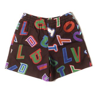 ルイヴィトン(LOUIS VUITTON)の美品 LOUIS VUITTON ルイヴィトン パンツ サイズ:XS 21AW NBA グラフィック ロゴ ツイル イージー ショートパンツ Printed Basketball Shorts ハーフ ショーツ 総柄 ブラウン マルチカラー イタリア製 ボトムス ズボン【メンズ】【中古】(ショートパンツ)